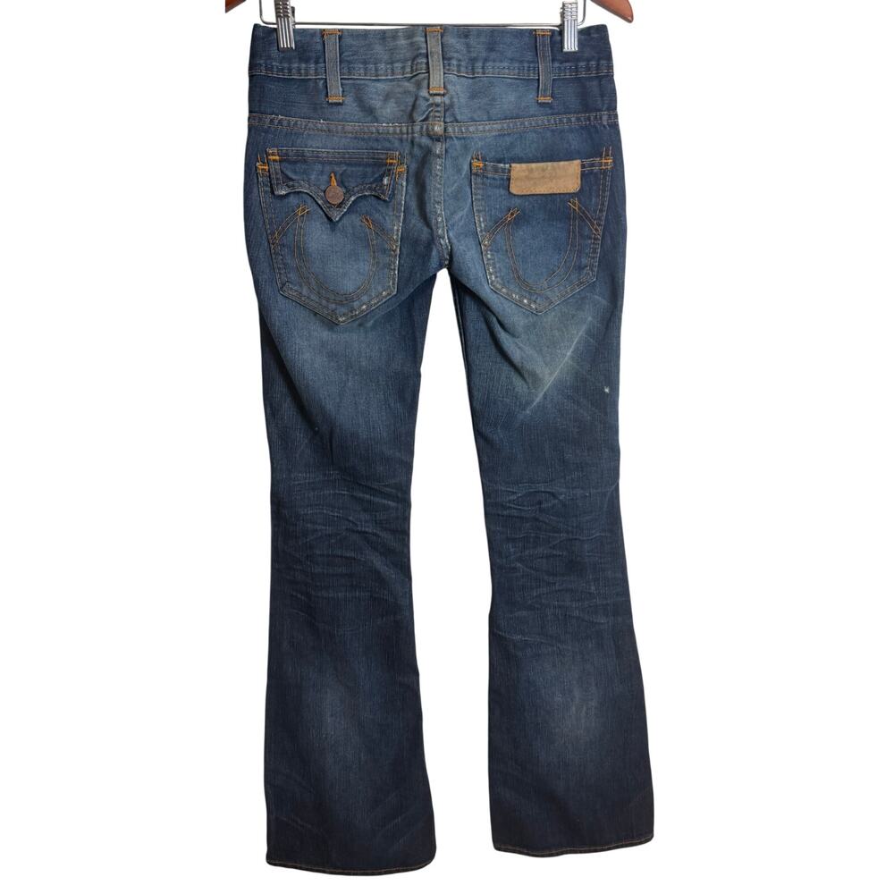 True Religion Joey Flare Jeans Size 26 Made USA Low Rise Distressed Cotton EUC - Picture 6 of 11